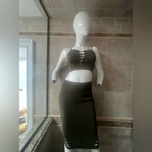 Charlotte Russe Army Green 2 Piece Skirt Set